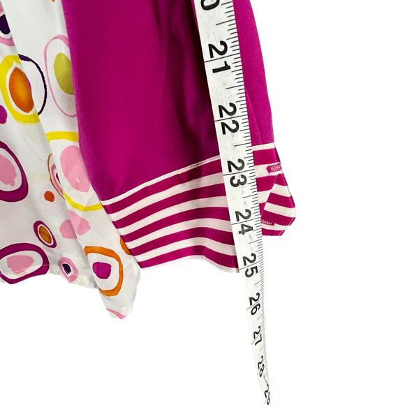 Koos Of Course Vintage Blouse Womens L Pink White Silk Abstract 90s Retro Top - Picture 10 of 14